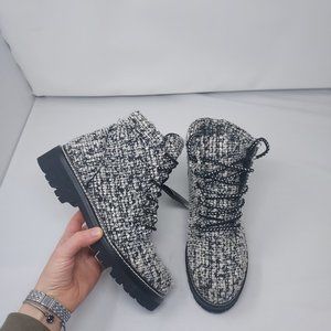 La Montelliana Claudine Tweed Black White Metallic Hiking Snow Boot